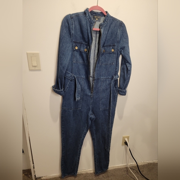 Wyse London Size 1 Us Size S Demin Cotton Zip Front Jumpsuit - Picture 2 of 5
